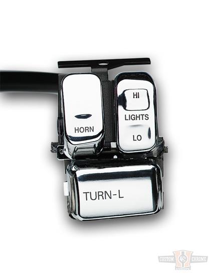 Handlebar Wire Harness Left Side, Chrome Switches For Harley-Davidson