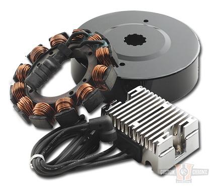 High-Output Charging System with Black Regulator For Harley-Davidson