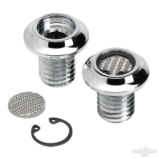 Radius Evo breather bolts - chrome 1/2"-13, steel  (pair) For Harley-Davidson