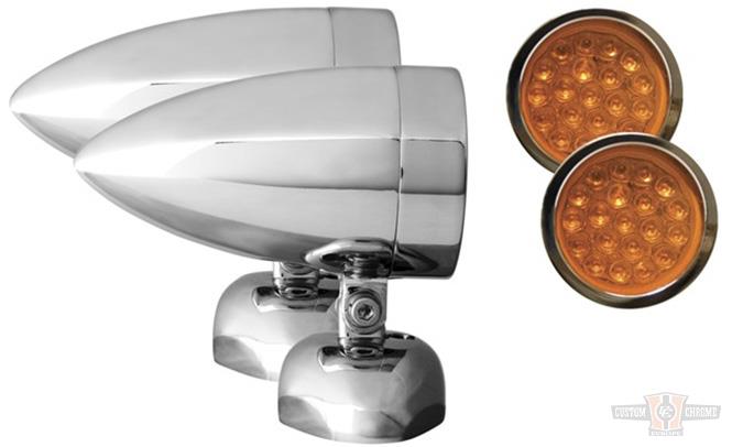 Beacon 1 LED Smooth Housing with Amber Lens 2-Wire For Harley-Davidson