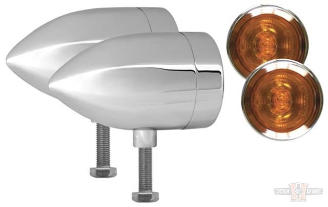 Beacon 2 Halogen Smooth Housing with Amber Lens 20 Watt For Harley-Davidson