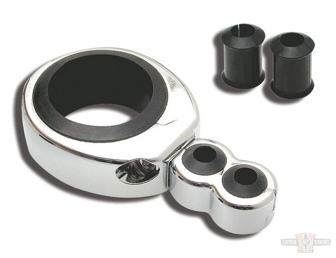 CABLE CLAMP 1 1/4-1 1/2" DUAL THROTTLE / CLUTCH CABLE, CHROME For Harley-Davidson