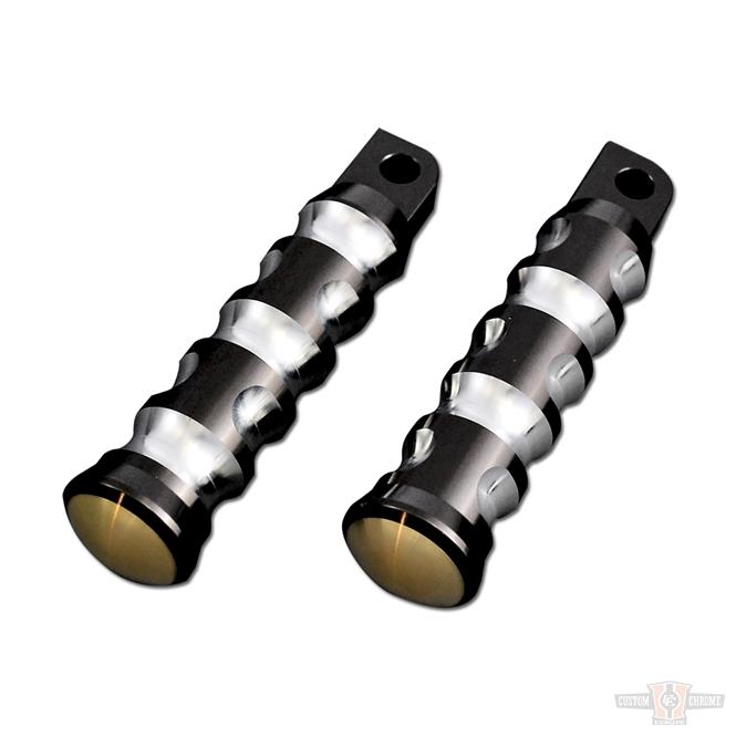 Brass Black Driver Footpegs NF For Harley-Davidson