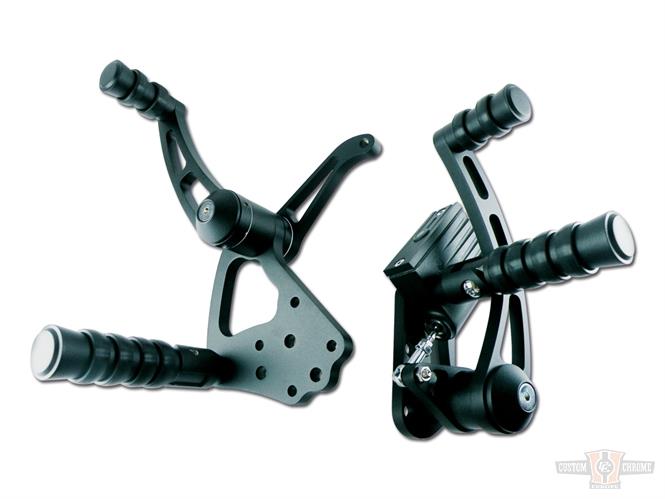 CCE Forward Control Kit, black, 5/8" Bore Master Cylinder, Rubberband Pegs For Harley-Davidson