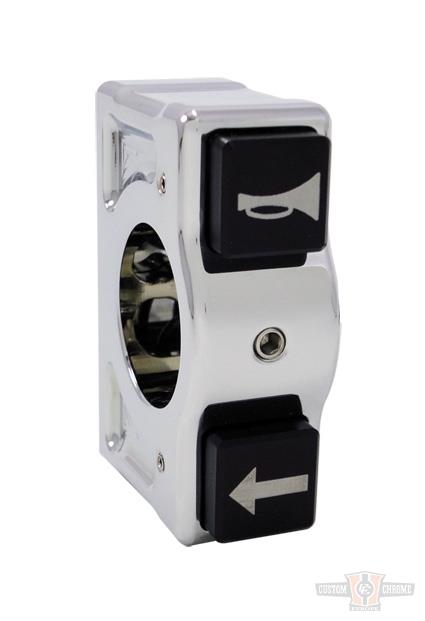 J-TECH 2 Button Switch Housing Left Side, Chrome For Harley-Davidson