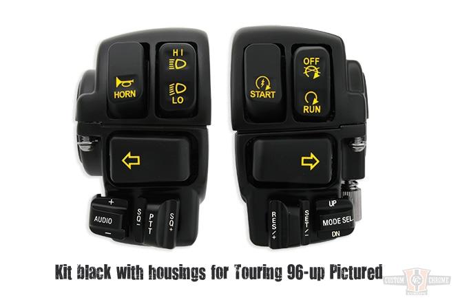 Complete Switch Housing Kit Chrome, Backlight For Harley-Davidson