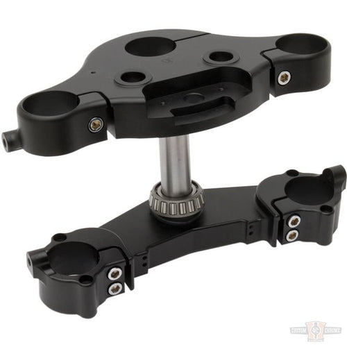 7 & 7 Raked Triple Tree, Black For Harley-Davidson