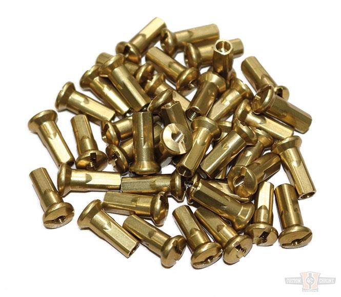 Spoke nipples (40) brass M4, 5mm For Harley-Davidson
