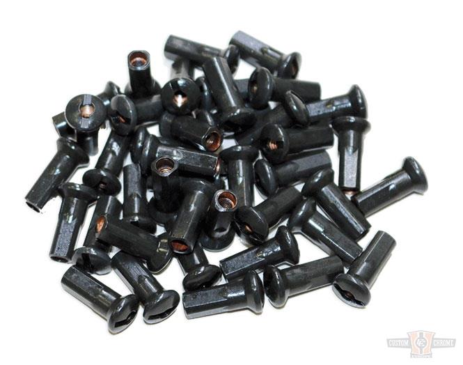 Spoke nipples (40) black/chrome M4, 5 mm For Harley-Davidson