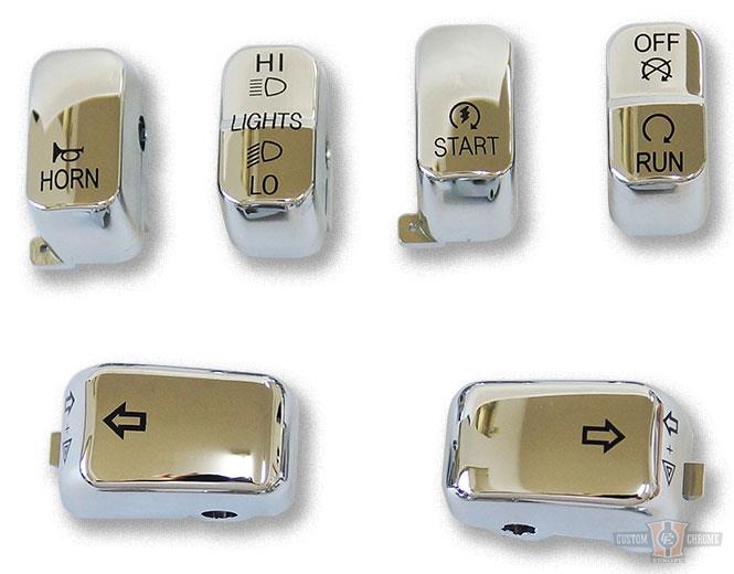 6 PC Switch Cap Set Chrome For Harley-Davidson