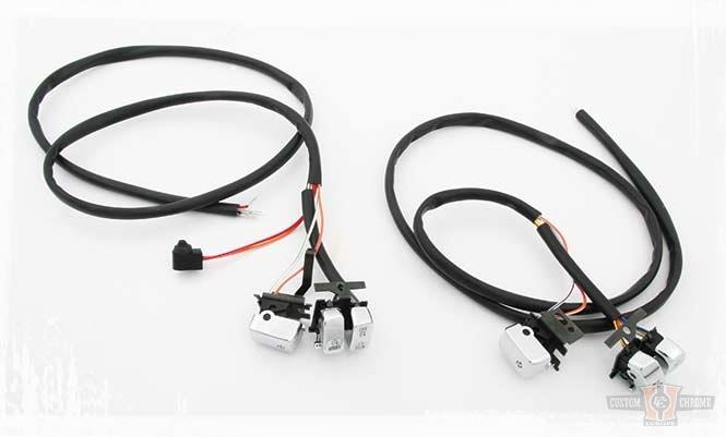 Complete Handlebar Wire Harness with Chrome Switches For Harley-Davidson