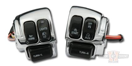 Chrome Switch Housing with Black Switches For Harley-Davidson