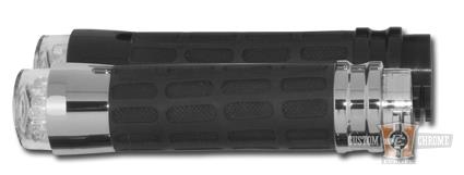 RBS Softtouch Grip Set Black LED Flasher For Harley-Davidson