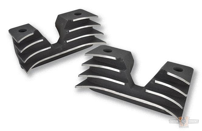 Black Hi-Lighted Finned Headbolt Covers For Harley-Davidson