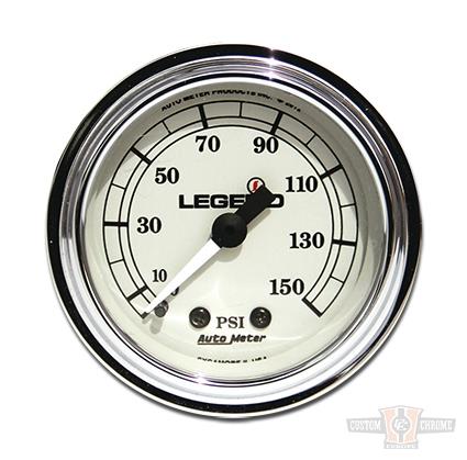 Legend Air Fairing Mounted PSI Gauge, white face For Harley-Davidson