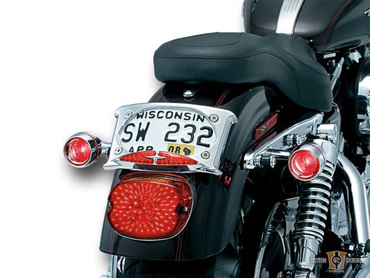 Lighted Curved Laydown License Plate with Accent Taillights For Harley-Davidson