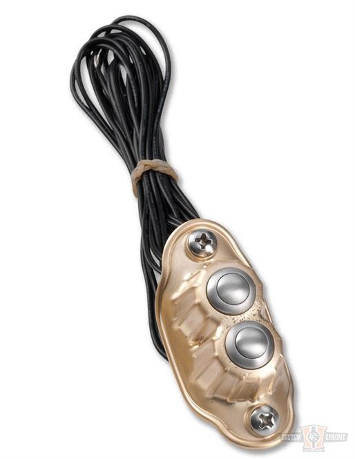 Two Button Deluxe Line Switch Housing, Satin Brass For Harley-Davidson