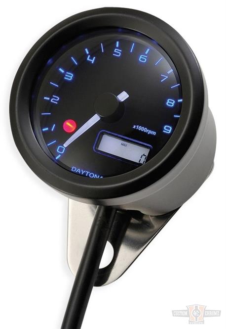 Velona Tachometer 48 mm, Stainless Steel Black Paint For Harley-Davidson