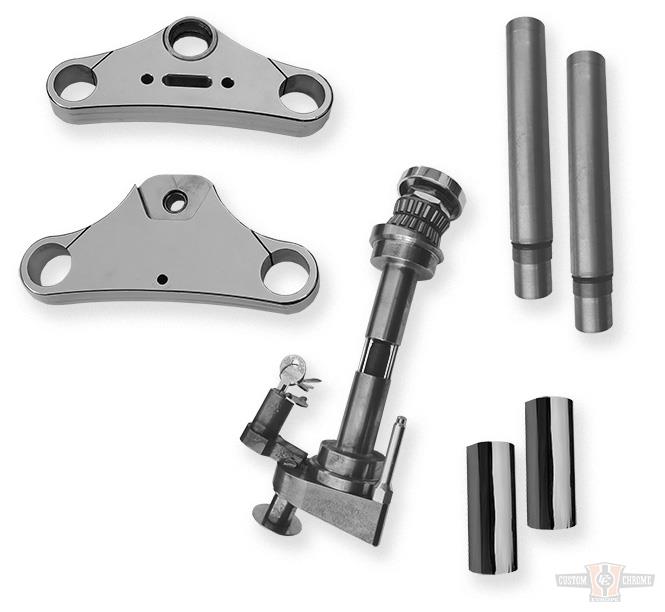 Triple Tree, 13°, For 41,2mm Outer Tube, Contains Weld On Steering Lock, Aluminum, Polished For Harley-Davidson