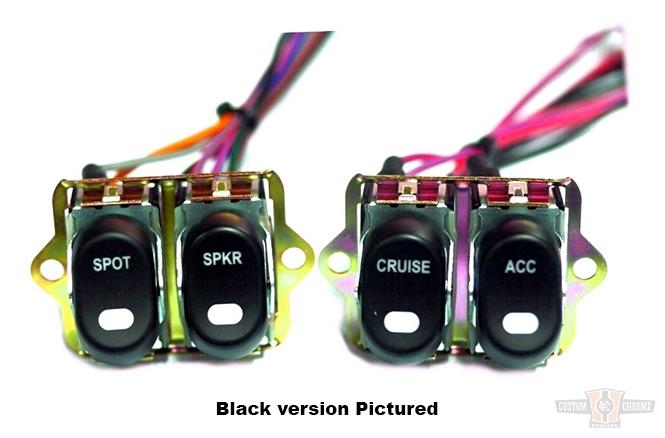 CCE, Rocker Switch Kit, Fairing- Handle Bar, Spot/Spkr/Cruise/Acc, Chrome For Harley-Davidson