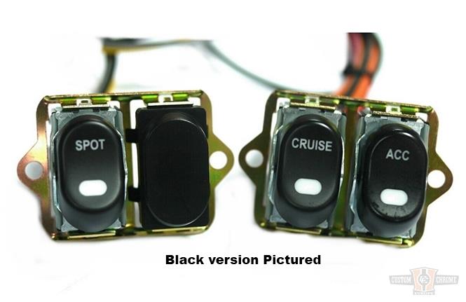 CCE, Rocker Switch Kit, Fairing- Handle Bar, Spot/Cruise/Acc, Chrome For Harley-Davidson