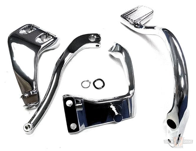 Mid Control Kit, Forged Aluminum, 2" Forward, without Pegs, Chrome For Harley-Davidson