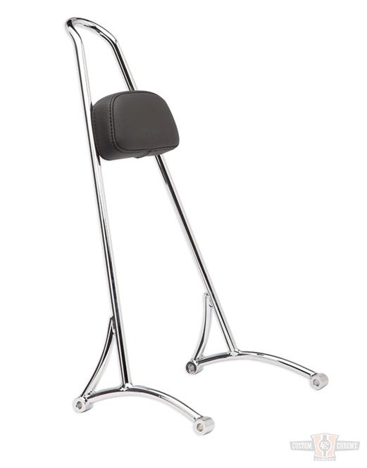 Burly, Sissy Bar, One-Piece , Tall, Incl. Pad, 8.25"x12.5"x24.75", Chrome For Harley-Davidson