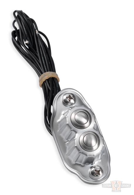 Kustom Tech Deluxe Switch Housing with 2 Button in Satin Chrome For Harley-Davidson