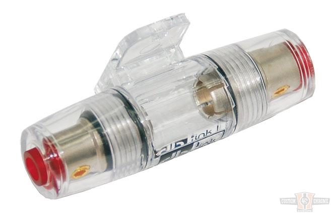 AMP Power, Single Nickel Plated 4/8 Gauge in Line AGU Fuse Holder For Harley-Davidson