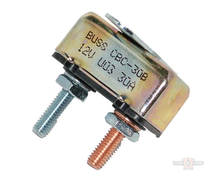 Universal 30-Amp Circuit Breaker, 10-32 Studs For Harley-Davidson