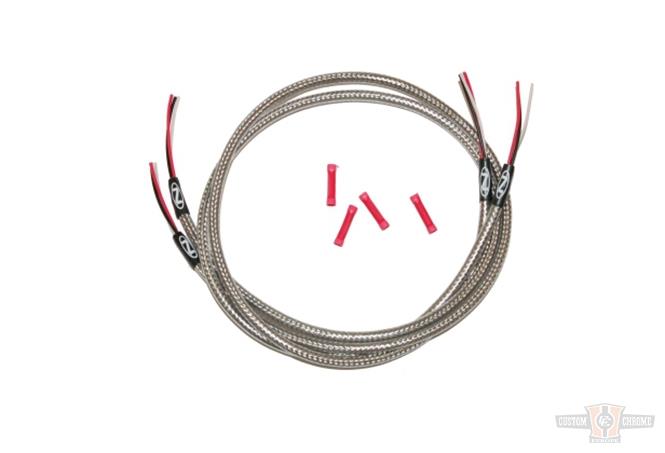 36" Turn Signal Harness Stainless Braided And Clear Coated for Switch Housing Mounted Signals For Harley-Davidson