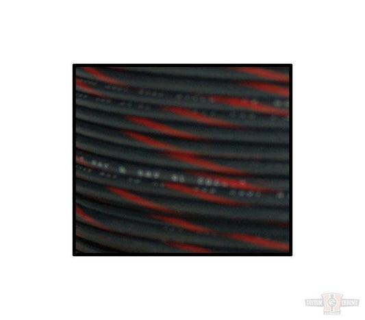 18-Gauge, 100 Feet Spool of Primary Wire, Black, Red Stripe For Harley-Davidson