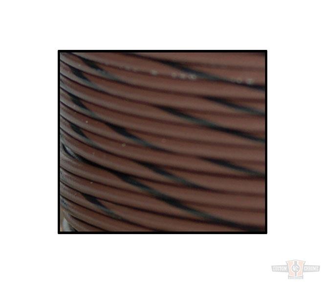 18-Gauge, 100 Feet Spool of Primary Wire, Brown, Black Stripe For Harley-Davidson