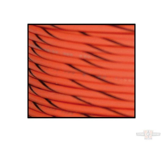 18-Gauge, 100 Feet Spool of Primary Wire, Orange, Black Stripe For Harley-Davidson