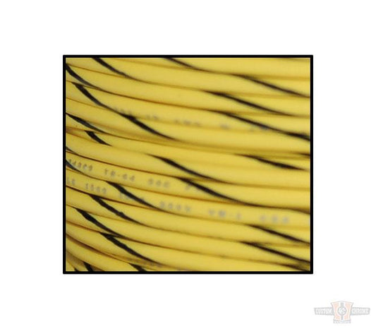 18-Gauge, 100 Feet Spool of Primary Wire, Yellow, Black Stripe For Harley-Davidson