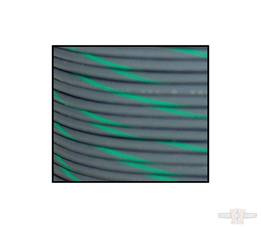 18-Gauge, 100 Feet Spool of Primary Wire, Gray, Green Stripe For Harley-Davidson