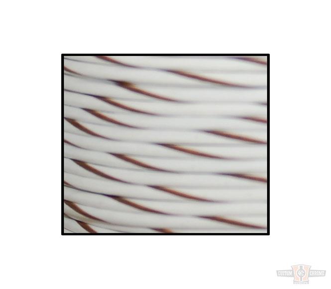 18-Gauge (White/Brown Stripe) 100 Feet Spool of Primary Wire, White, Brown Stripe For Harley-Davidson