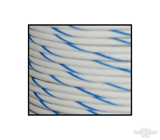 18-Gauge, 100 Feet Spool of Primary Wire, White, Blue Stripe For Harley-Davidson