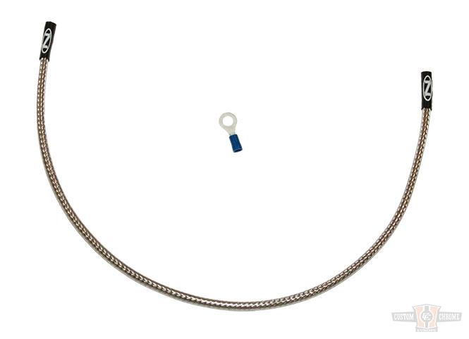 Oil Sending Harness Cover, Stainless Braided And Clear Coated, Stock Length, Universal Fittment For Harley-Davidson