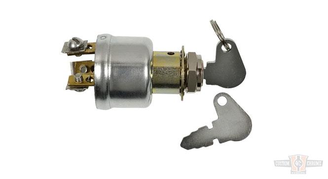 Universal Ignition Switch, 3 Position, Mounting Stem Diameter 5/8", Length 7/16", 12V 5/10 AMP For Harley-Davidson