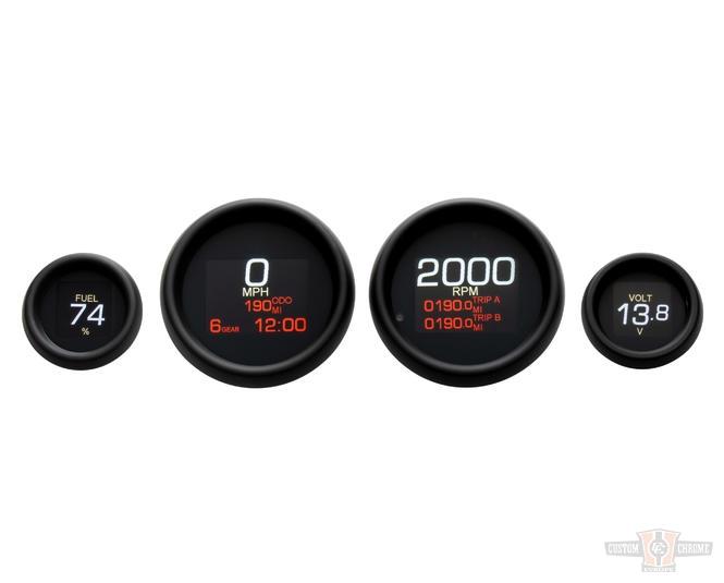 MLX Dresser Pack  Dresser and Bagger 4 Gauge, Black Bezels '04+ For Harley-Davidson