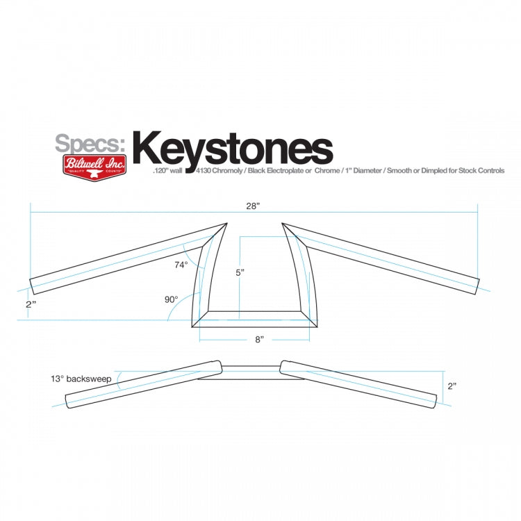 Biltwell Keystone Handlebar Black 22mm (7/8")