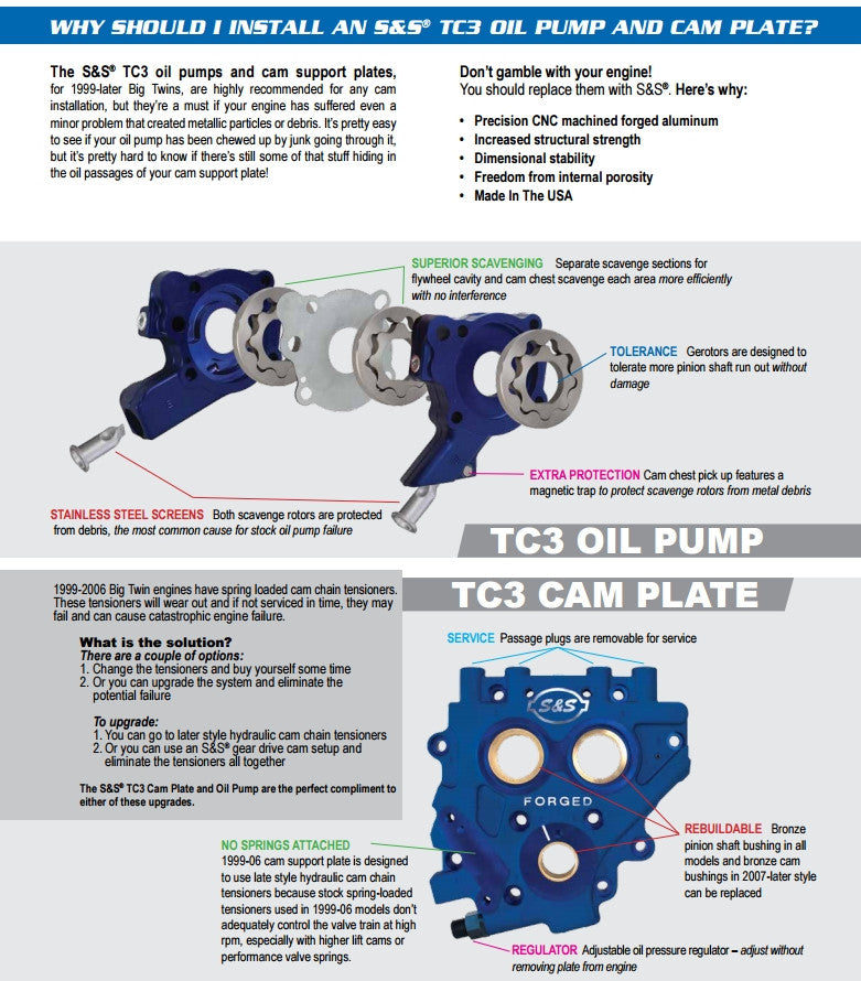 Placa Distribucion Bomba Mejorada Para Harley-Davidson S&S Cam Plate & Oil Pump