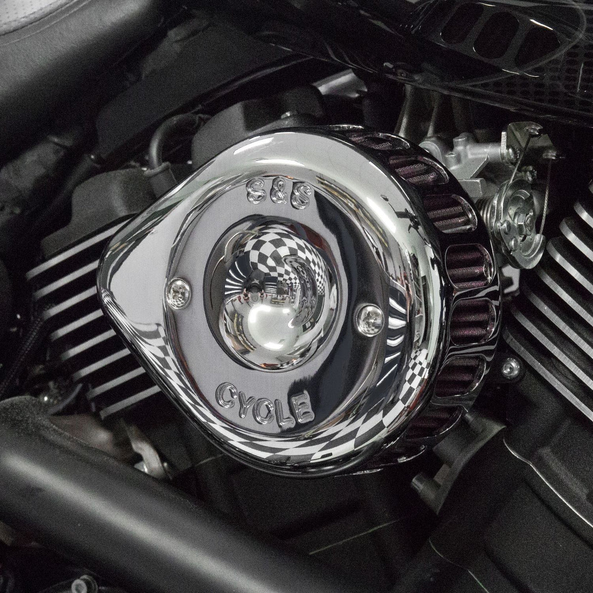 S&amp;S Chrome Mini Teardrop Stealth Luftfilter-Kit für Harley-Davidson Street XG