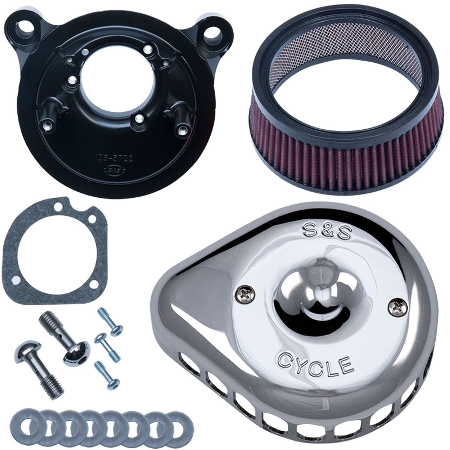 S&amp;S Chrome Mini Teardrop Stealth Luftfilter-Kit für Harley Sportster 1991-2006