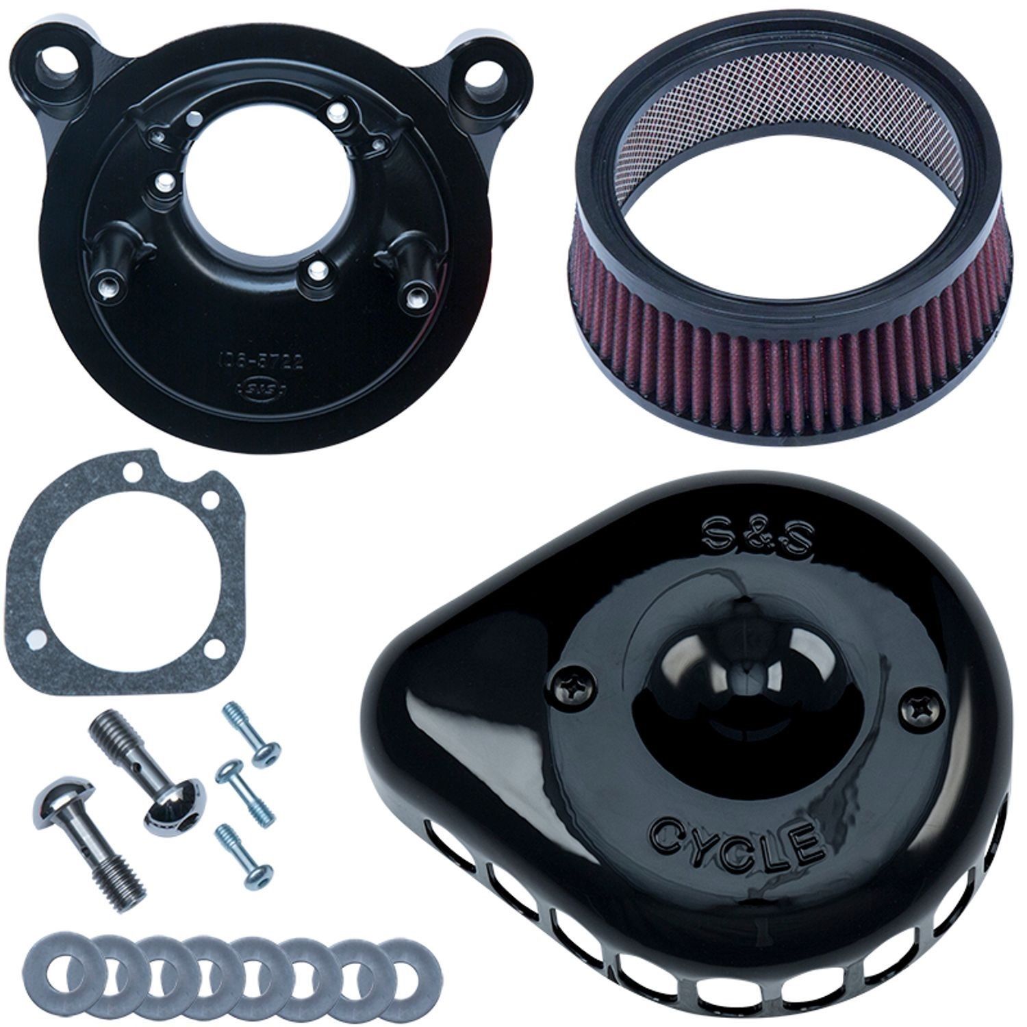 S&S Gloss Black Mini Teardrop Stealth Air Cleaner Kit For HD Sportster 1991-2006