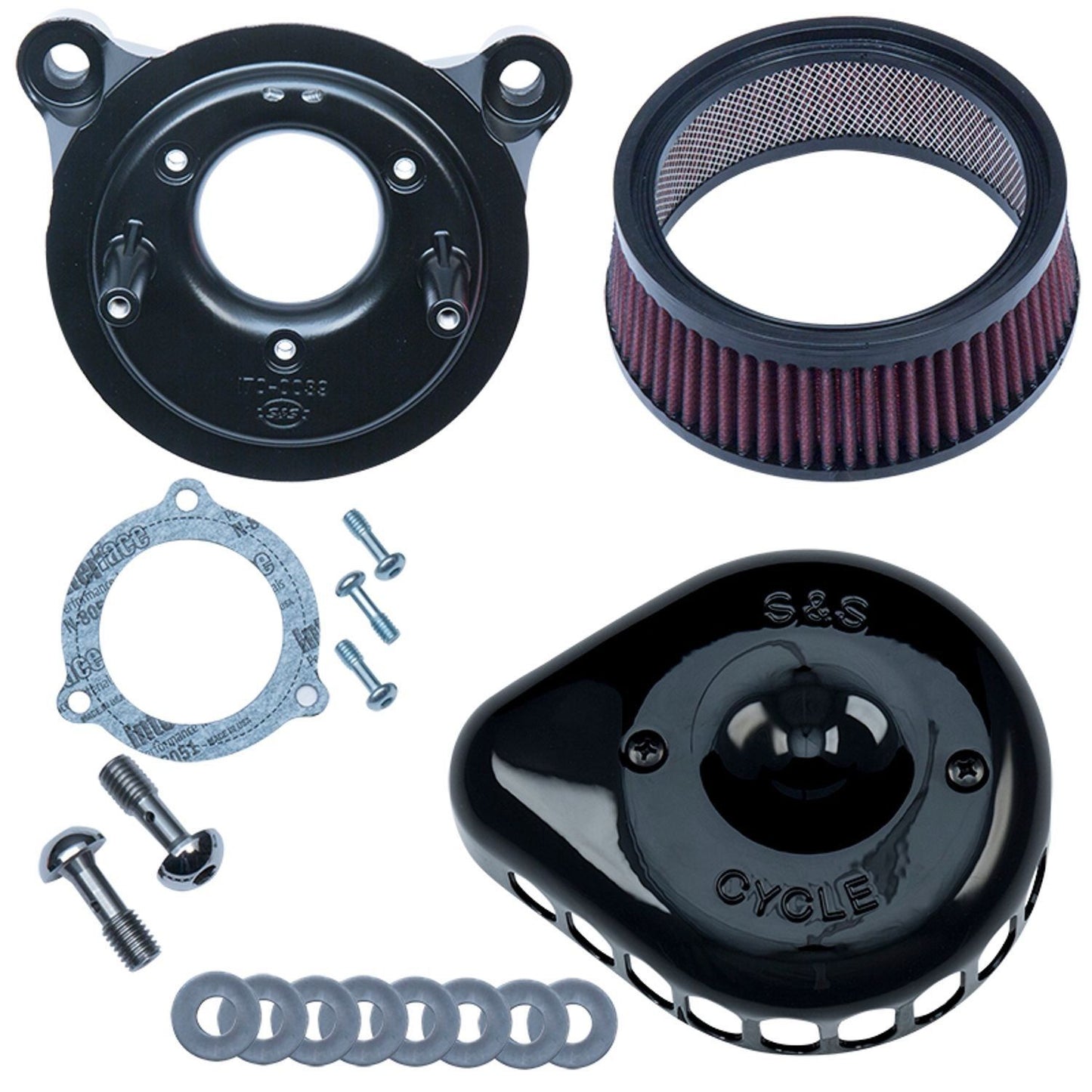 S&S Black Mini Teardrop Stealth Air Cleaner Kit For Harley-Davidson Twin Cam FBW