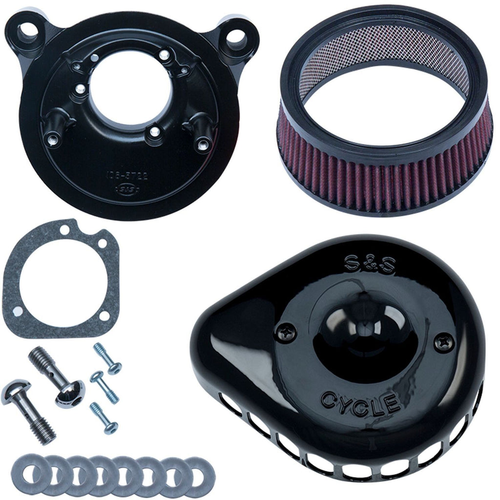 S&S Black Mini Teardrop Stealth Air Cleaner Kit For Harley-Davidson Twin Cam
