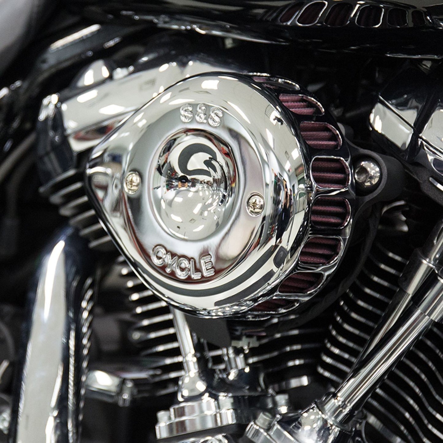 S&S Chrome Mini Teardrop Stealth Air Cleaner For Harley-Davidson Twin Cam FBW