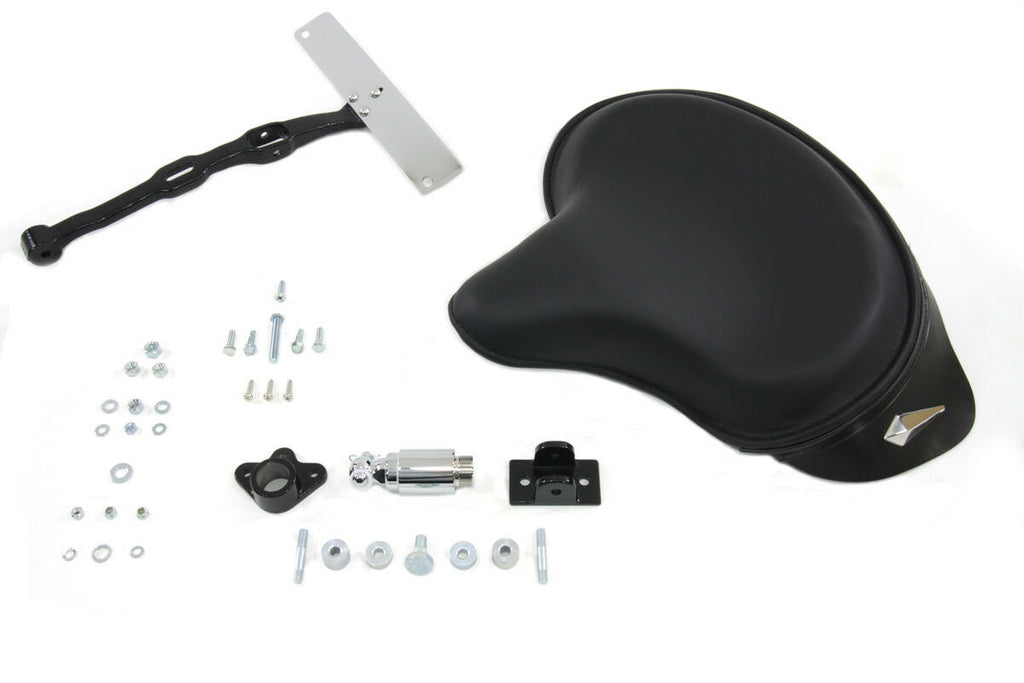 Black Leather Police Solo Seat Kit For Harley-Davidson Softail 1984-1999